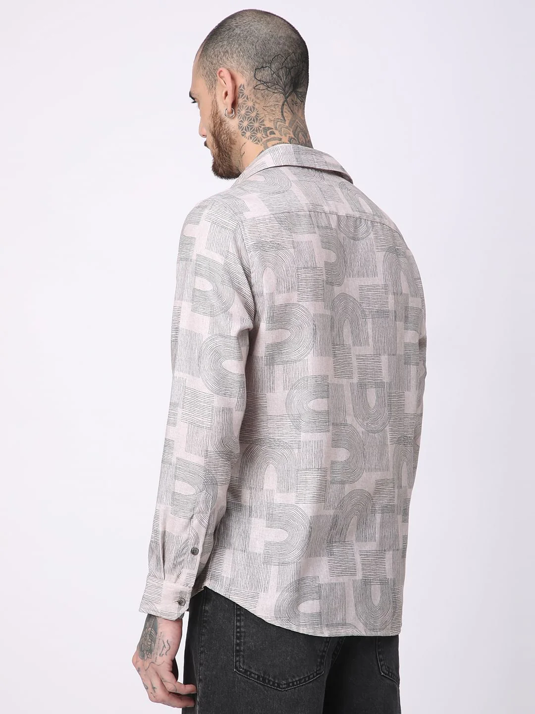 Beige & Olive Abstract Printed Shirt - Image 6