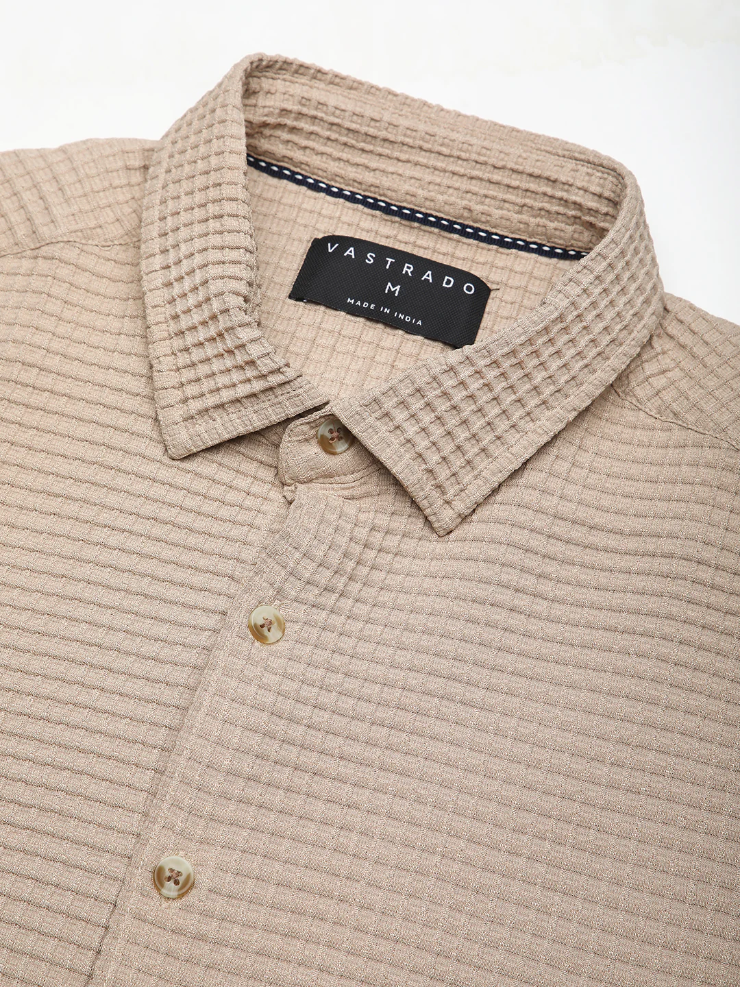 Beige Tiny Box Checkered Emboss Shirt - Image 3