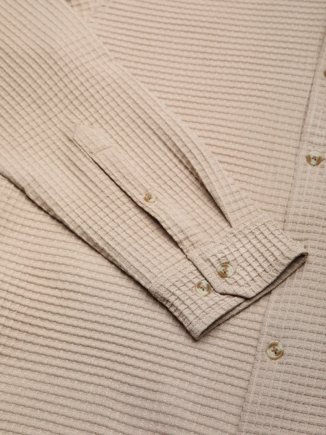 Beige Tiny Box Checkered Emboss Shirt - Image 8