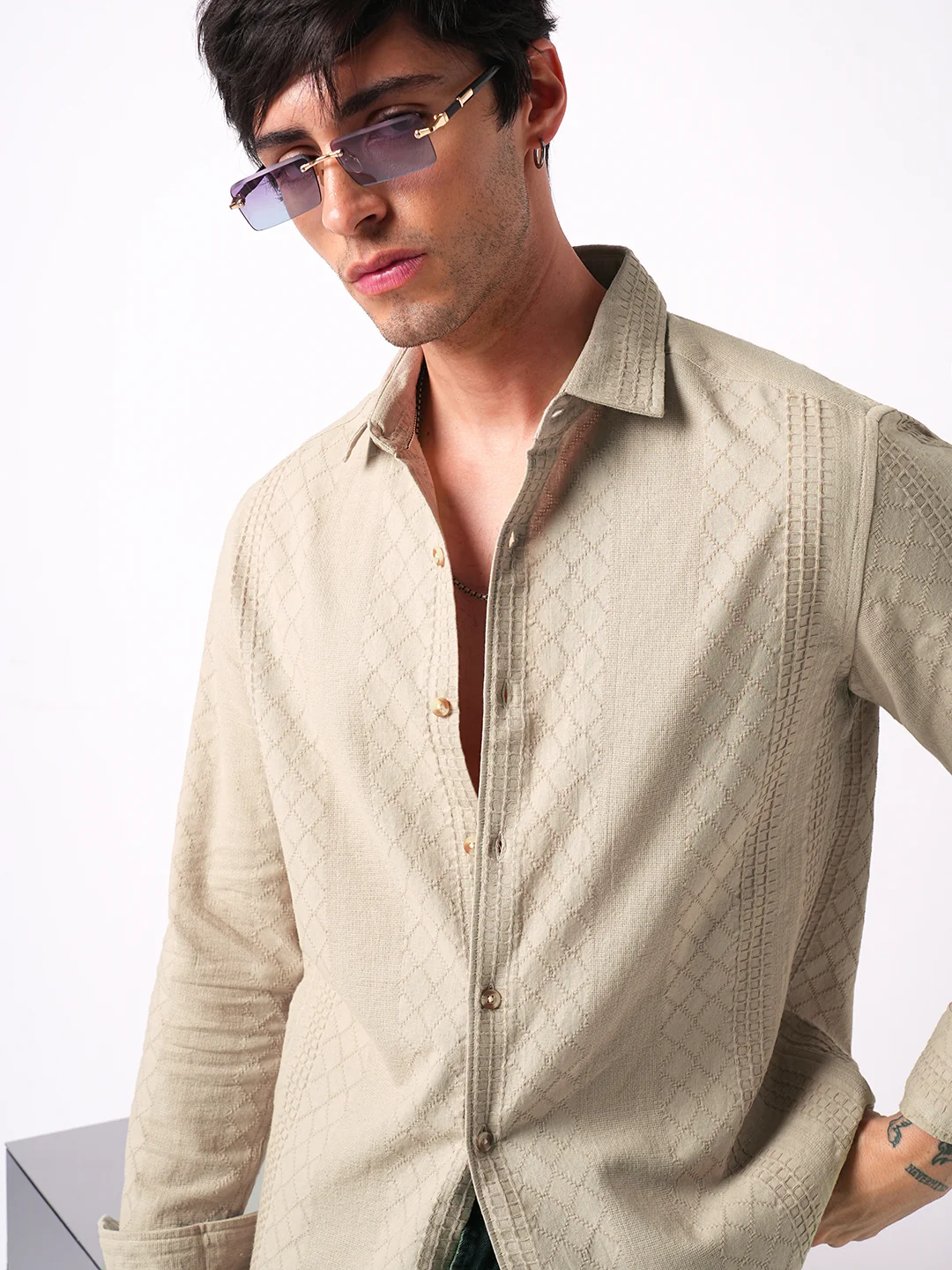 Bisque Beige Embroidered Shirt - Image 2
