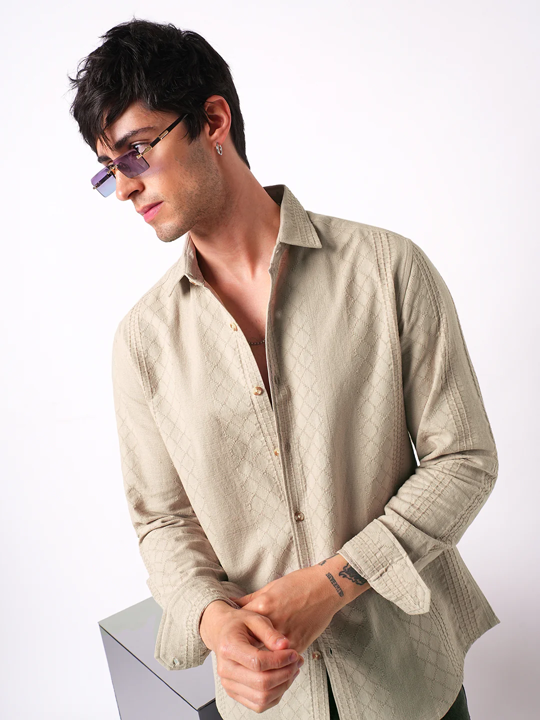 Bisque Beige Embroidered Shirt - Image 4
