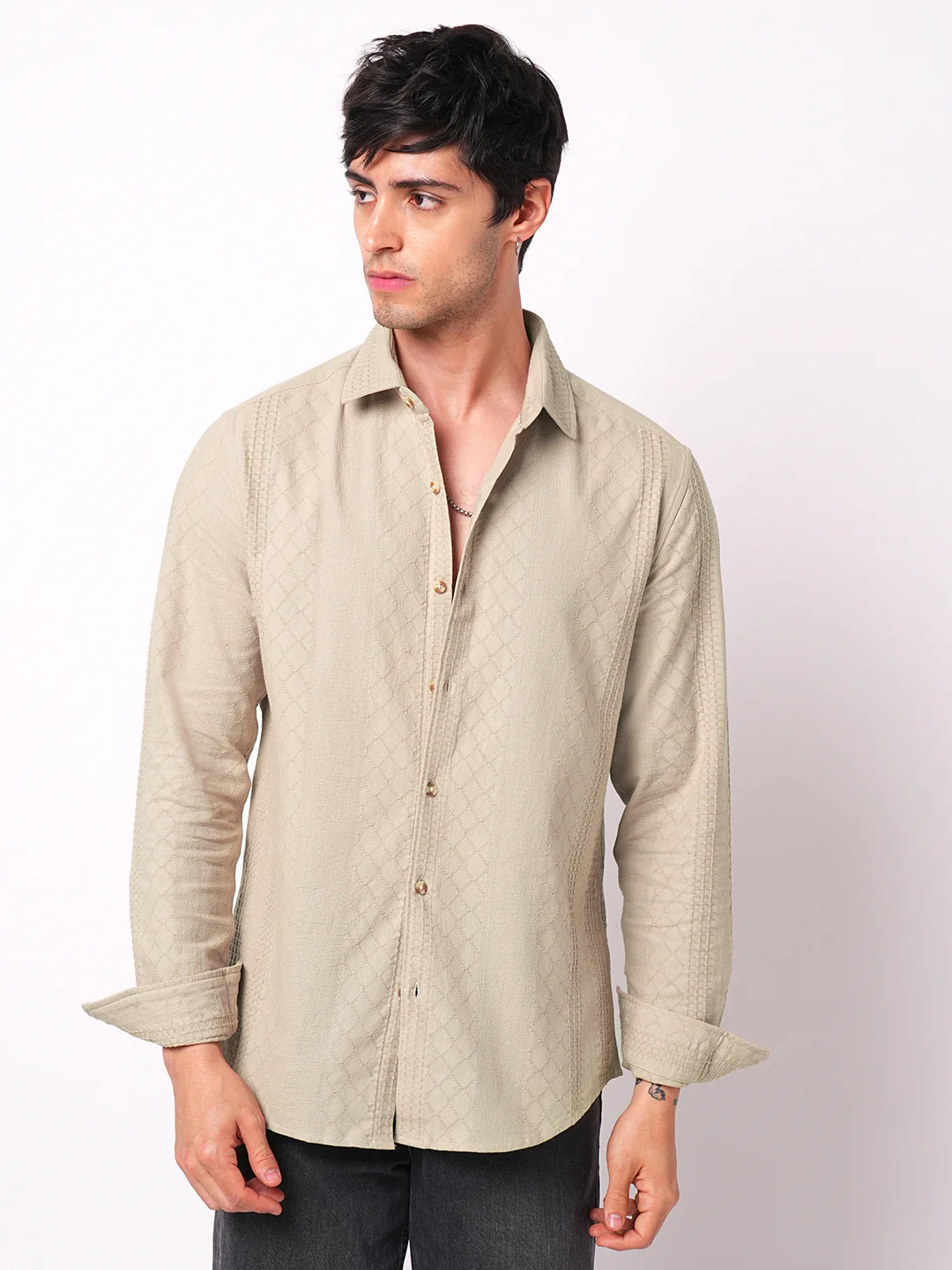 Bisque Beige Embroidered Shirt - Image 5