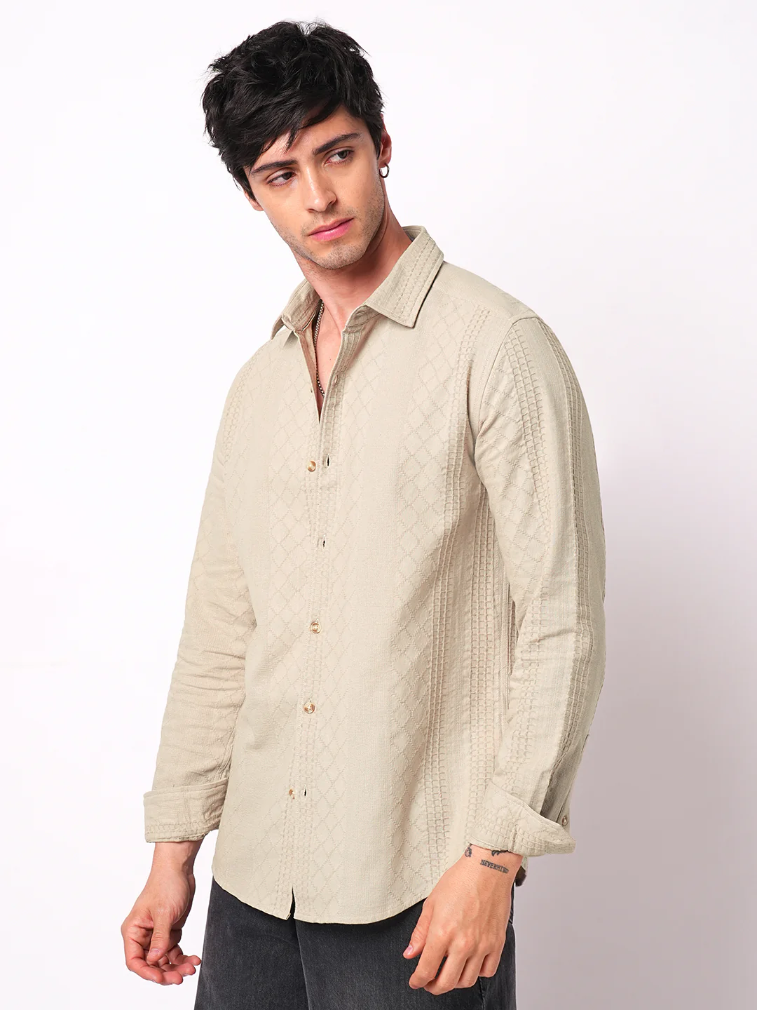 Bisque Beige Embroidered Shirt - Image 6