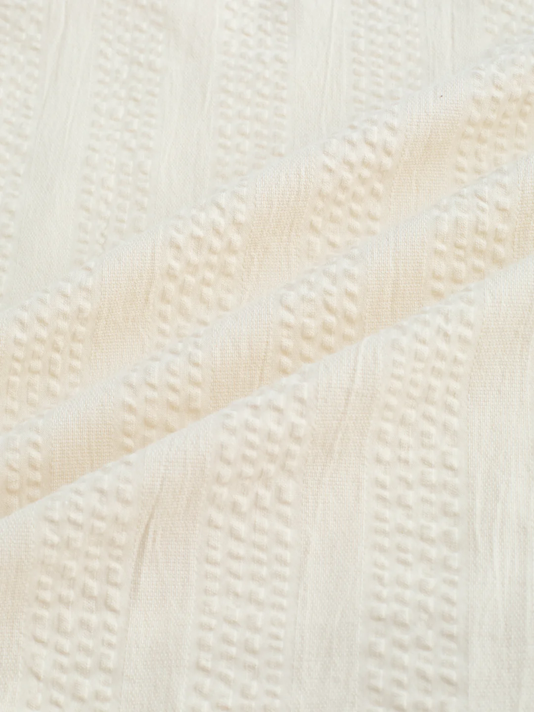 Bisque Beige Seersucker Striped Mandarin Shirt - Image 9