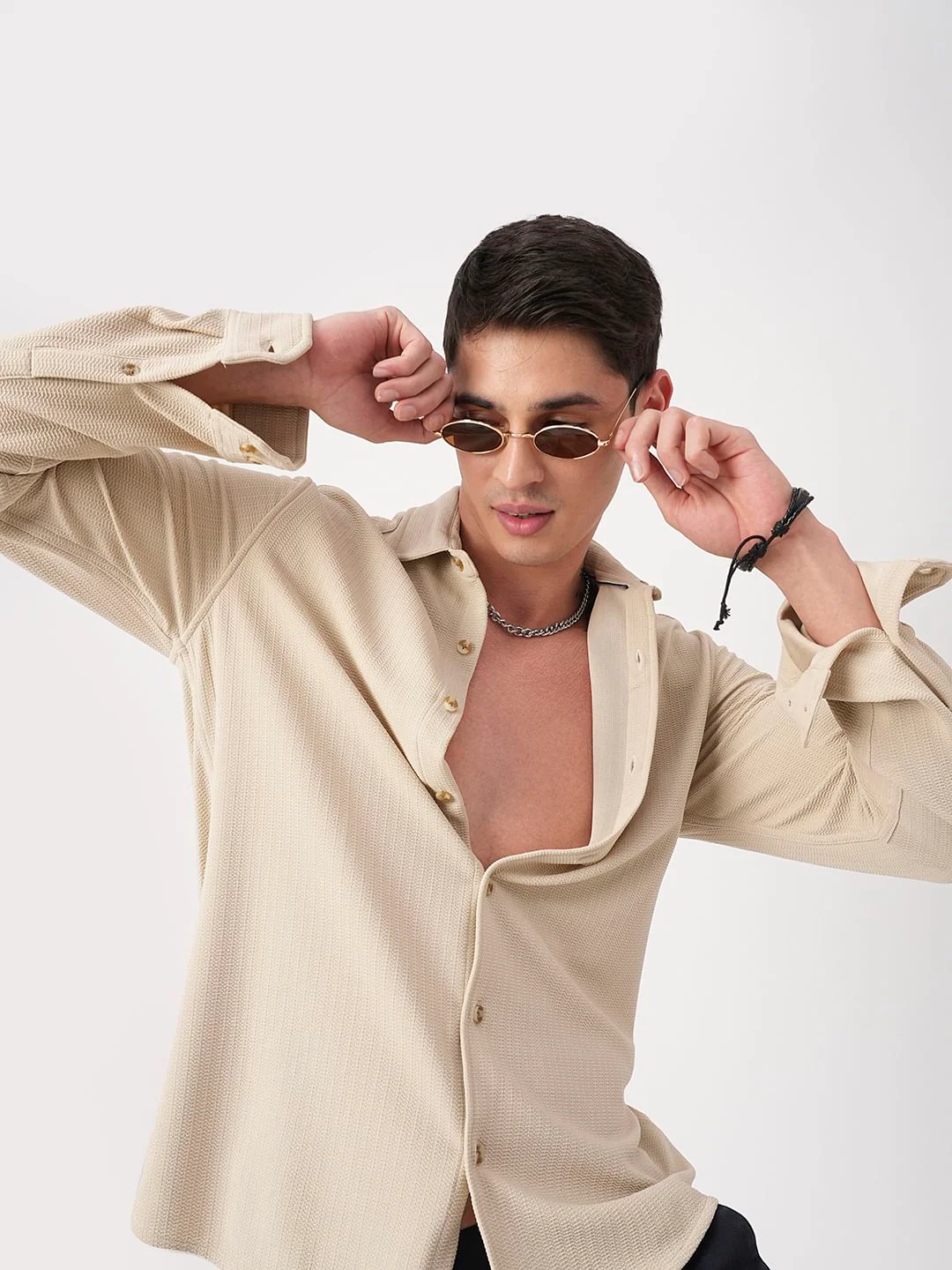 Bisque Beige Textured Shirt - Image 2