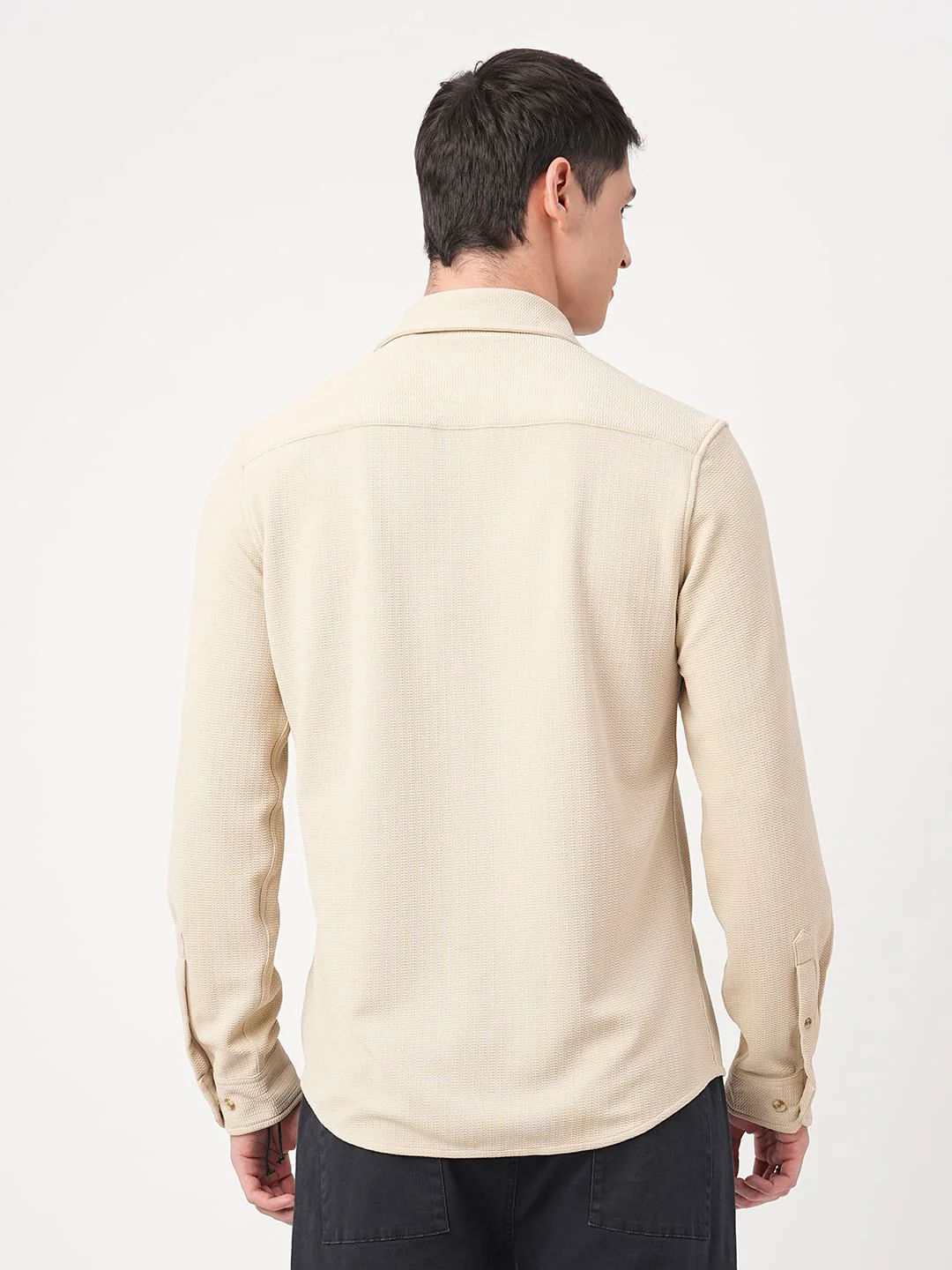 Bisque Beige Textured Shirt - Image 6