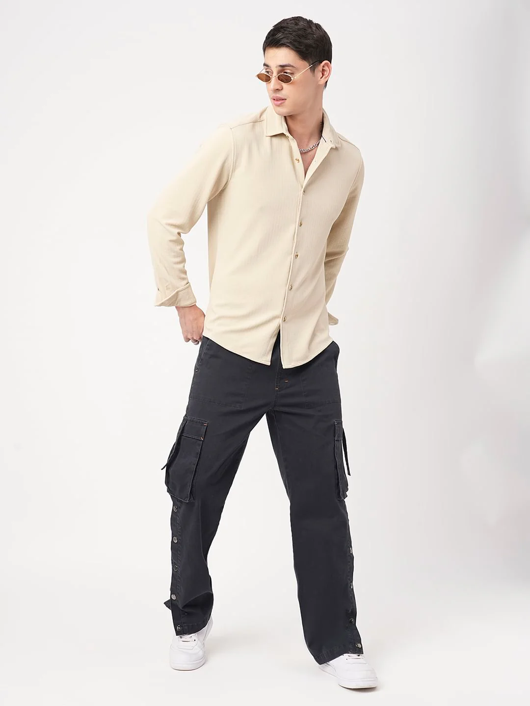 Bisque Beige Textured Shirt - Image 7