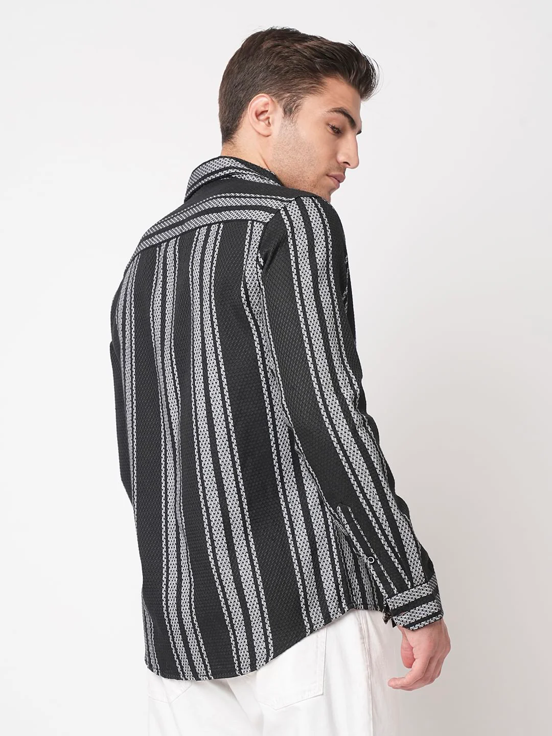 Black & Grey Twisted Striped Dobby Shirt - Image 6