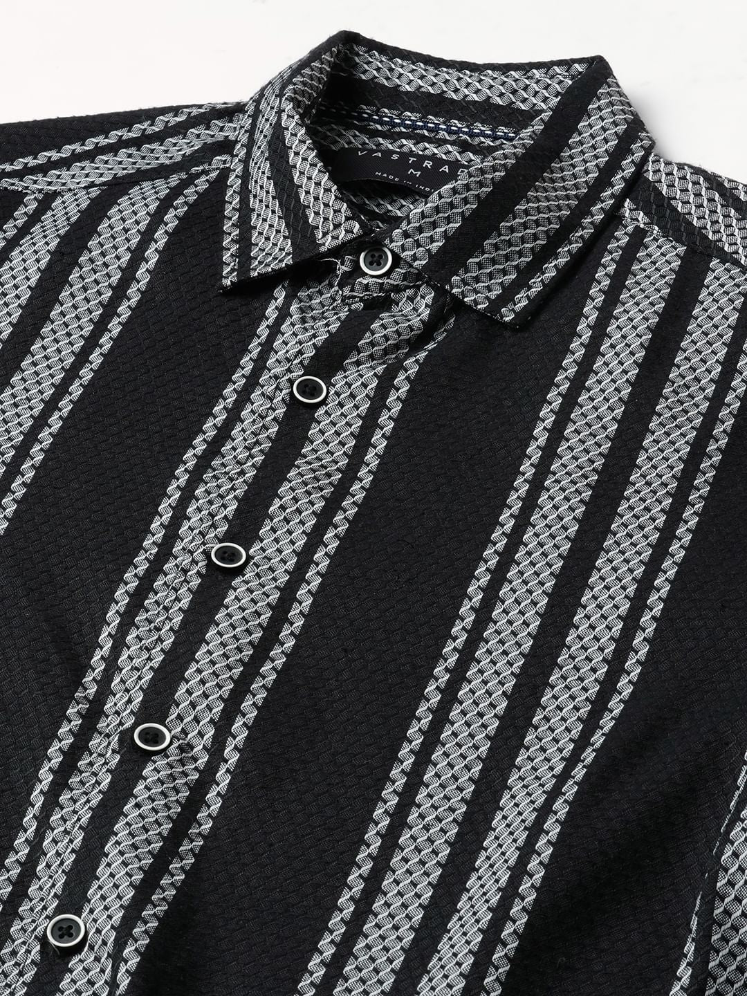 Black & Grey Twisted Striped Dobby Shirt - Image 8