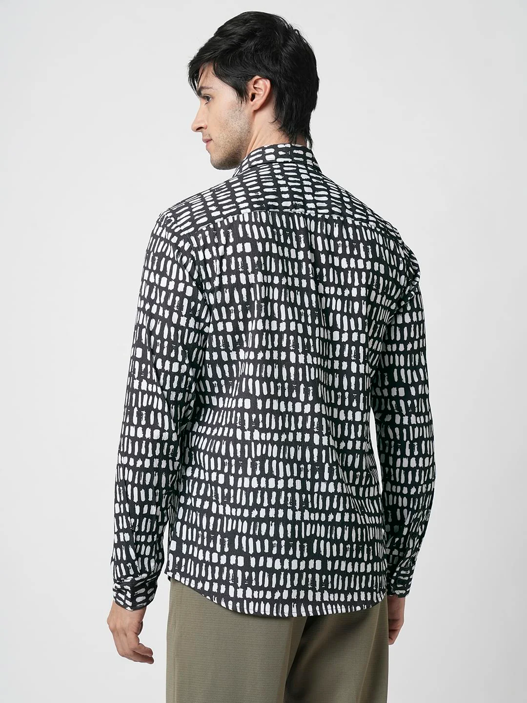 Black & White Printed Crushed Shirt - Image 6