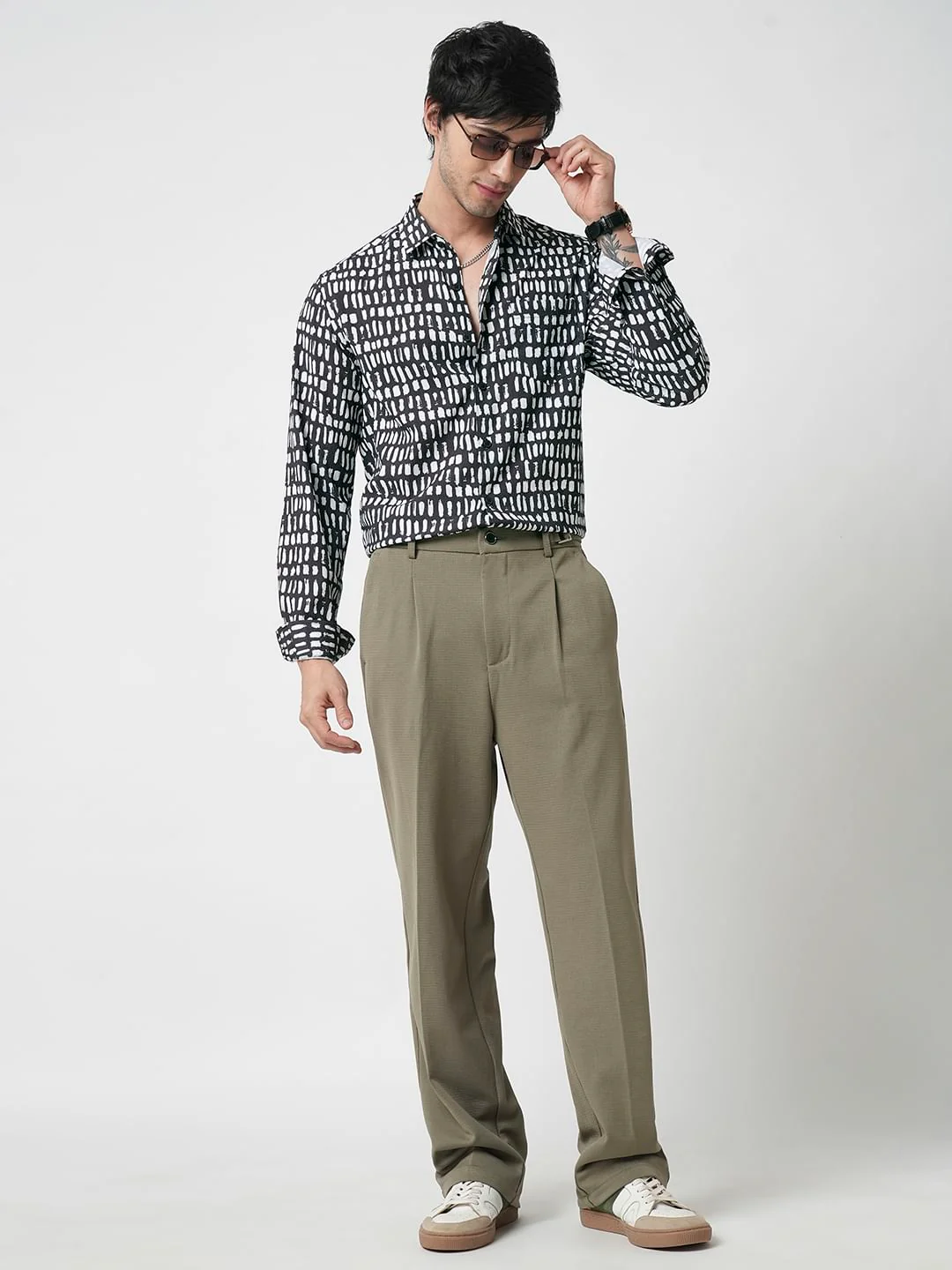 Black & White Printed Crushed Shirt - Image 7