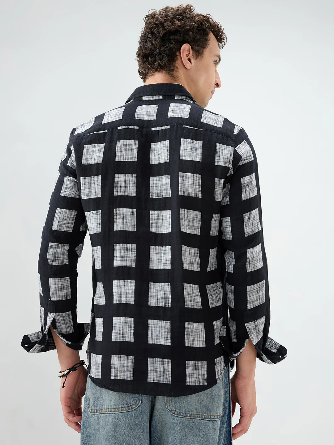 Black Artistic Block Weave Double Cloth Shirt - Image 7