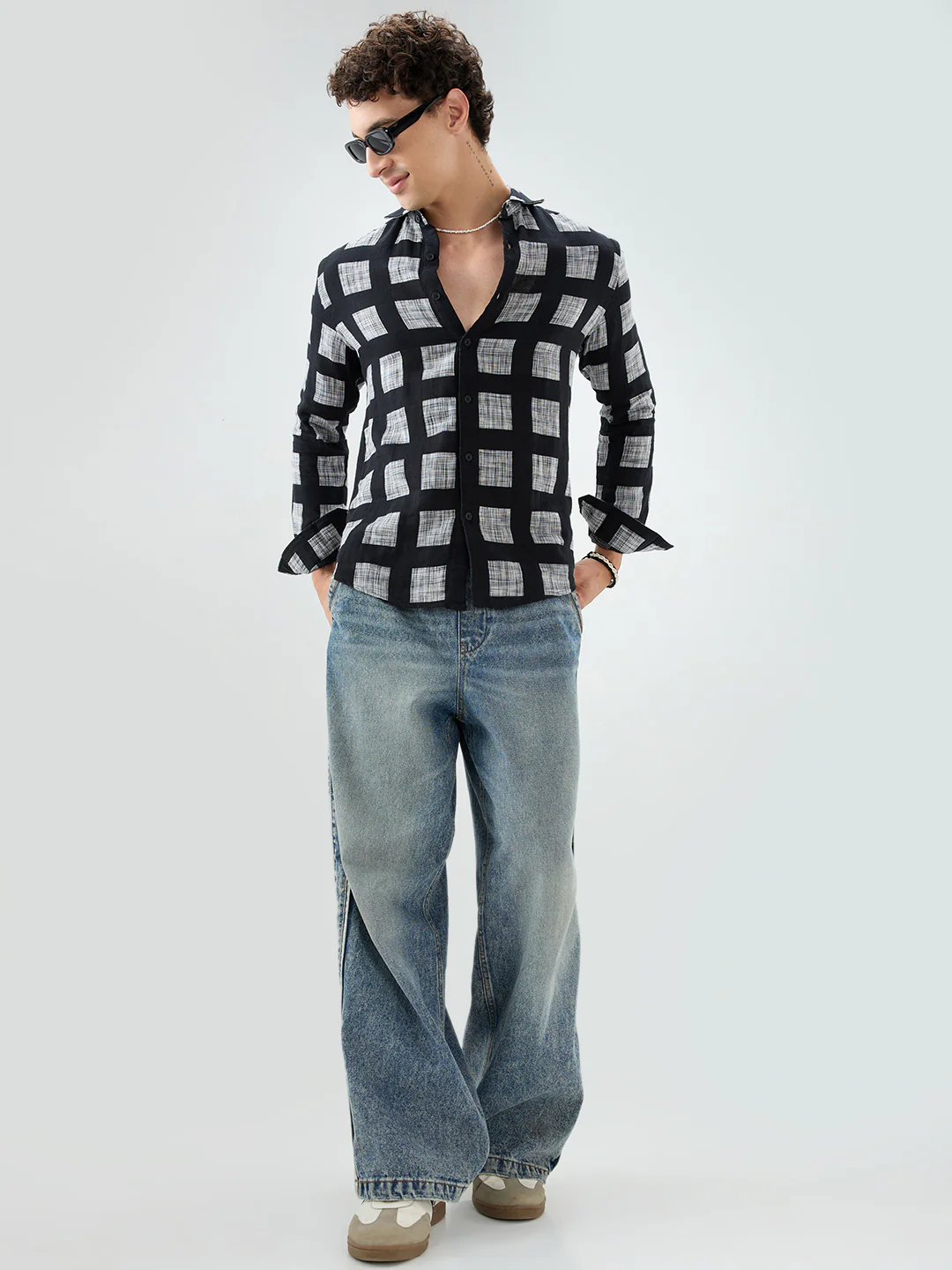 Black Artistic Block Weave Double Cloth Shirt - Image 8