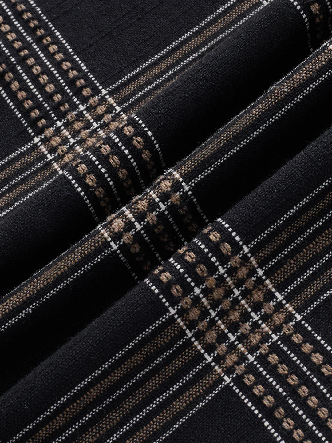 Black & Brown Contrast Panel Checks Boxy Fit Crop Shirt - Image 3