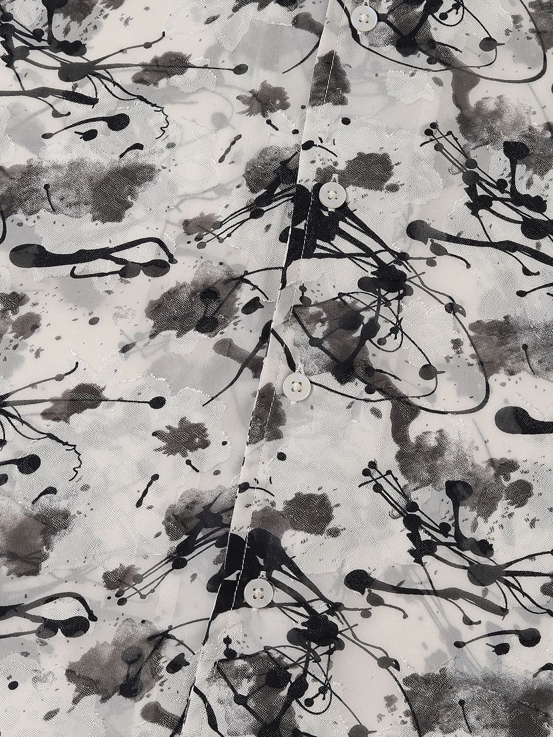 Black Burn Out Splash Oversized Shirt - Image 3