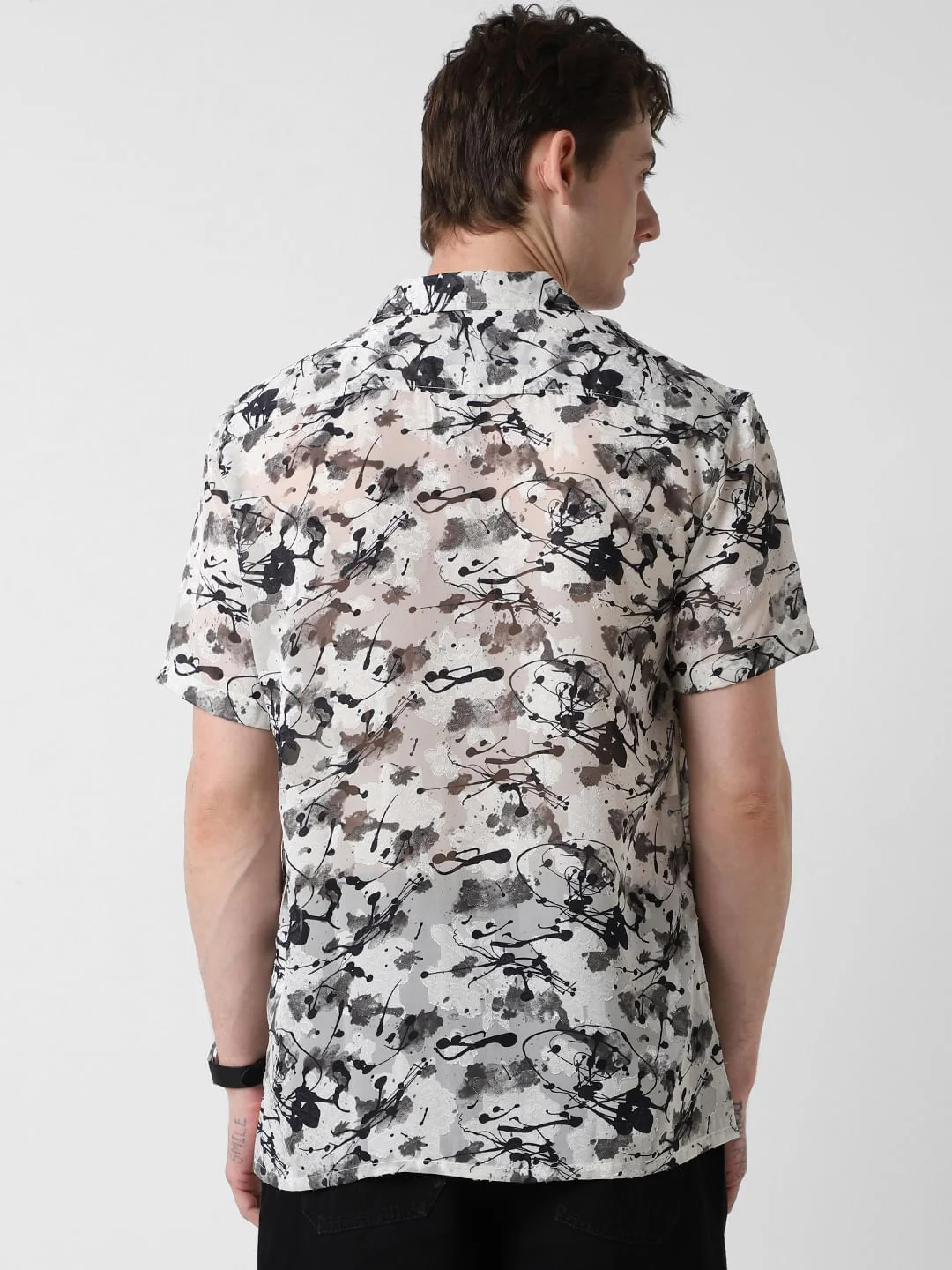 Black Burn Out Splash Oversized Shirt - Image 7