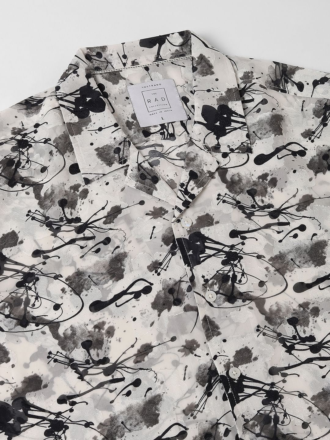 Black Burn Out Splash Oversized Shirt - Image 9