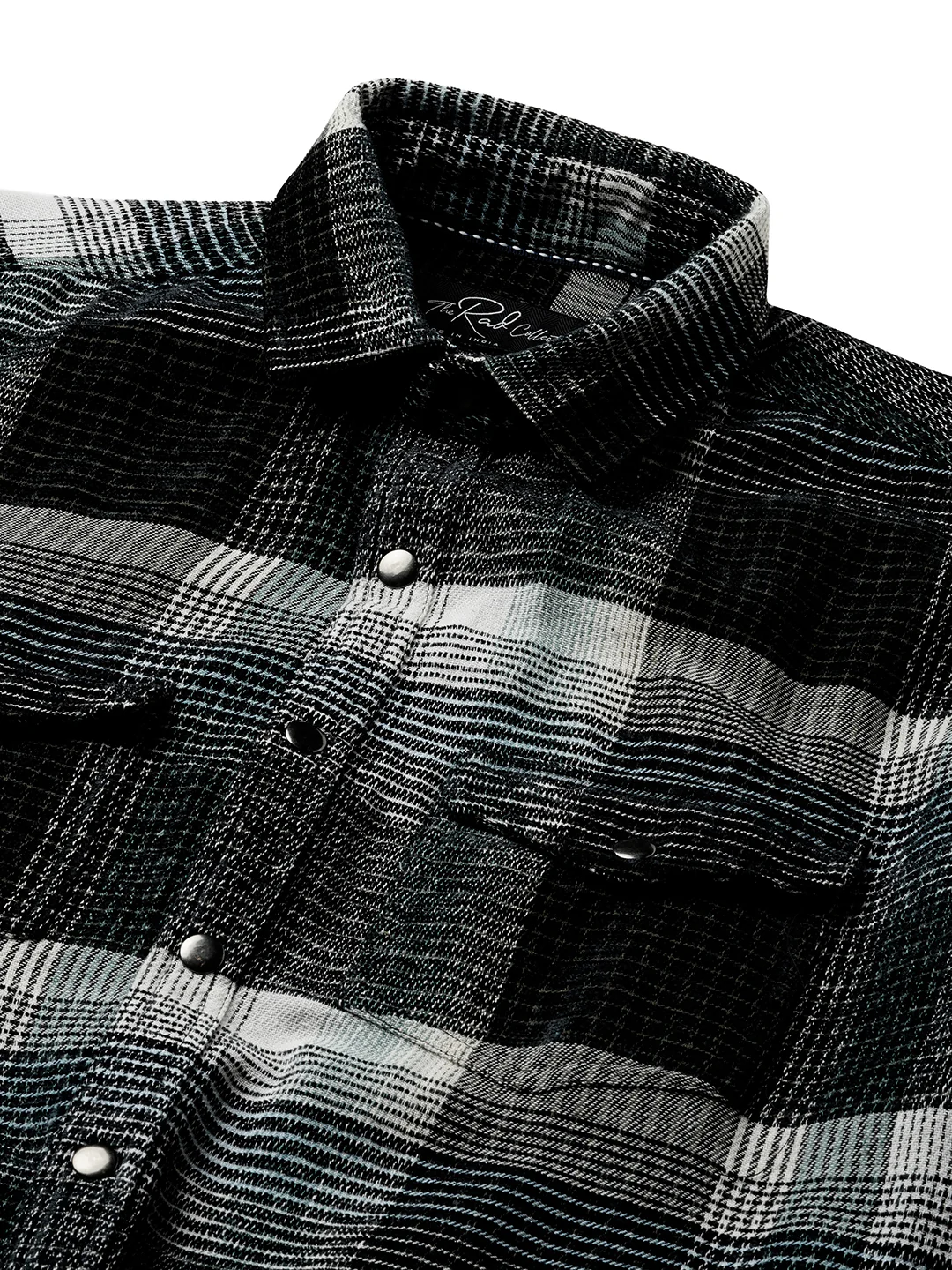 Black Checks Double Flap Pocket Corduroy Shirt - Image 3