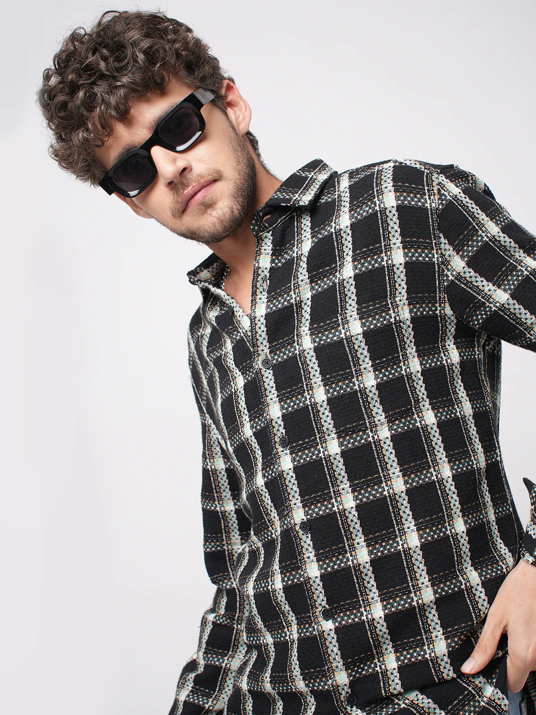 Black Cityscape Checks Shirt - Image 2