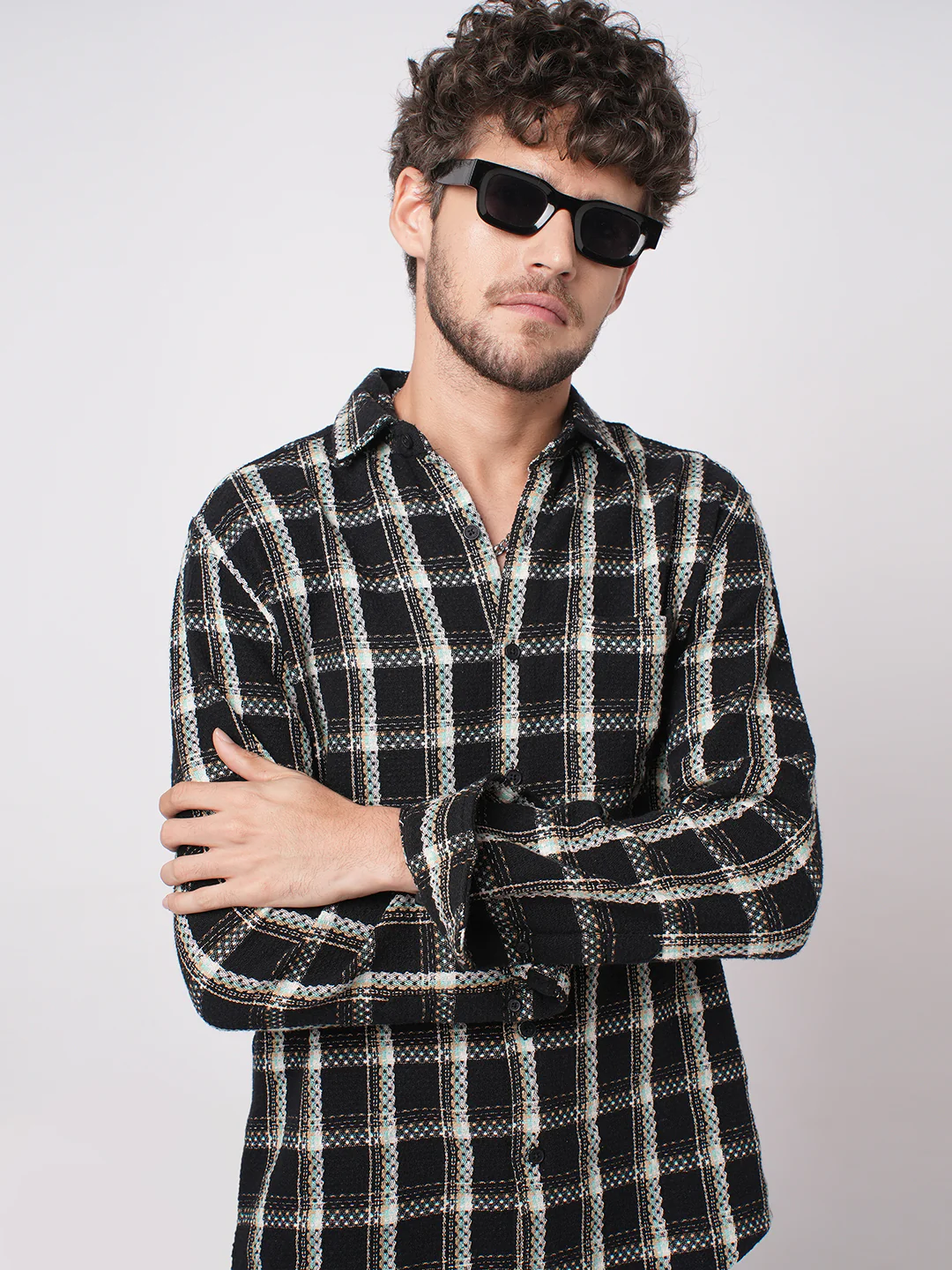 Black Cityscape Checks Shirt - Image 4