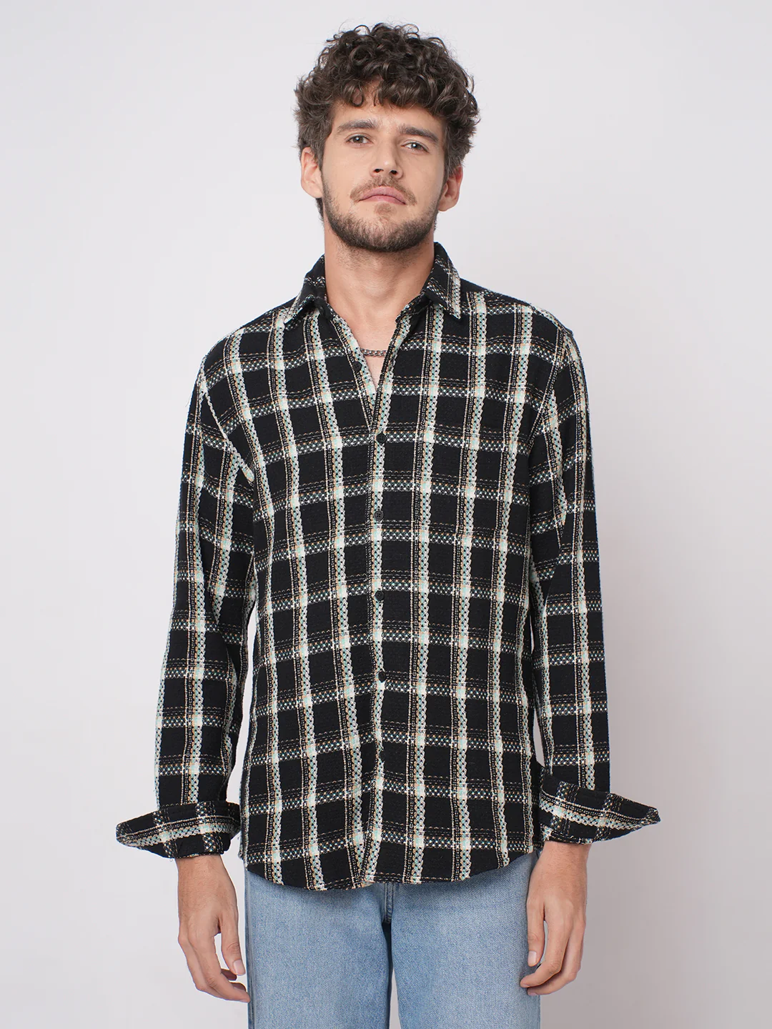 Black Cityscape Checks Shirt - Image 5