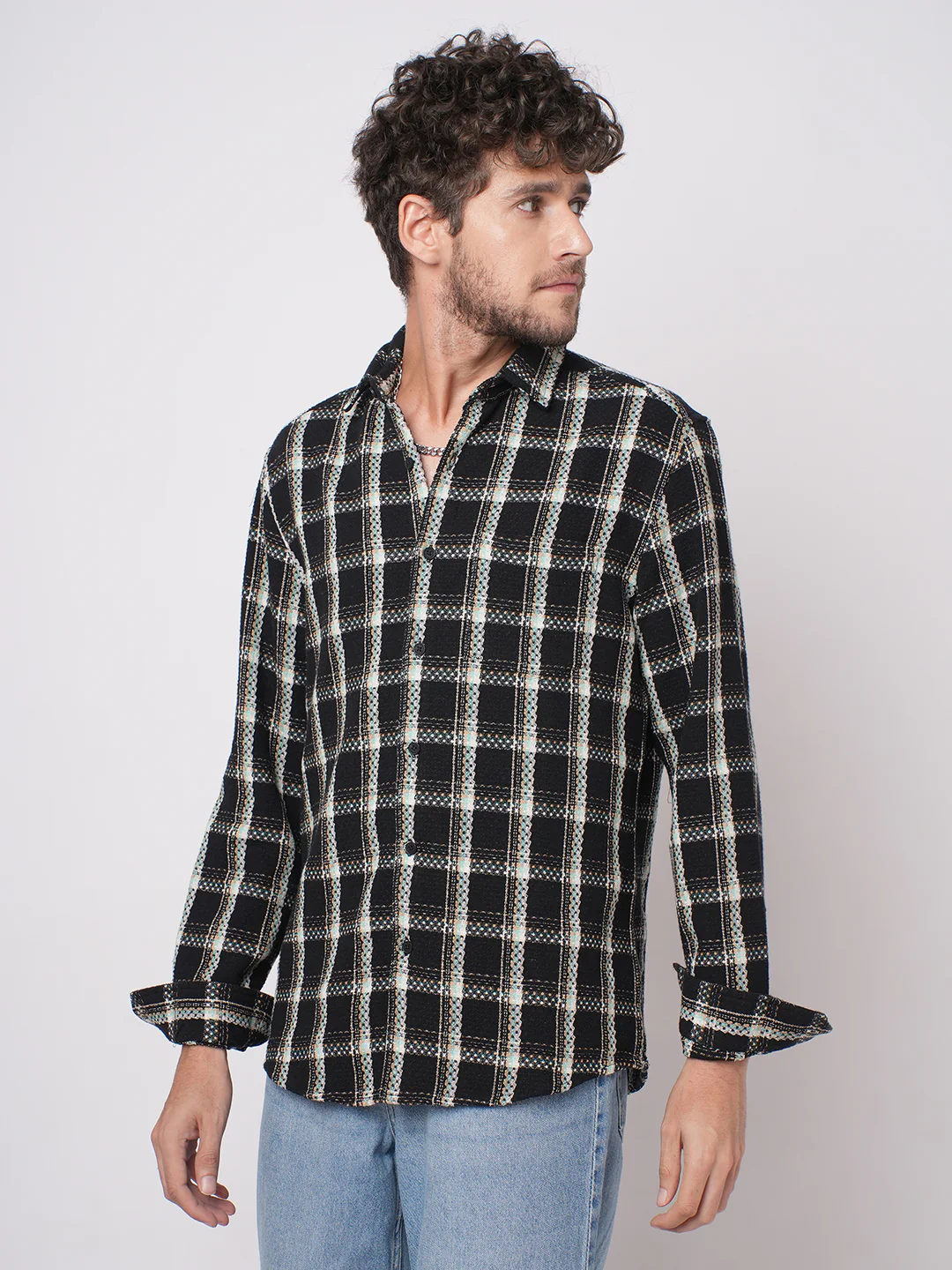 Black Cityscape Checks Shirt - Image 6