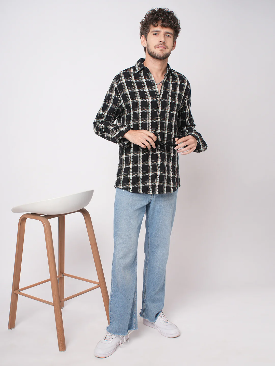 Black Cityscape Checks Shirt - Image 8