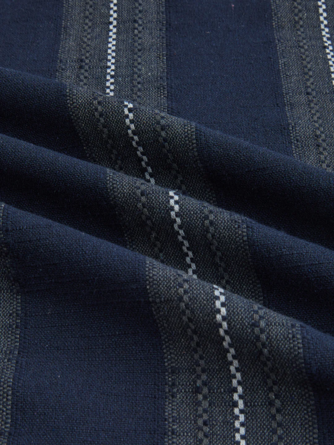 Navy Contrast Panel Fine Weave Boxy Fit Crop Shirt - Image 3