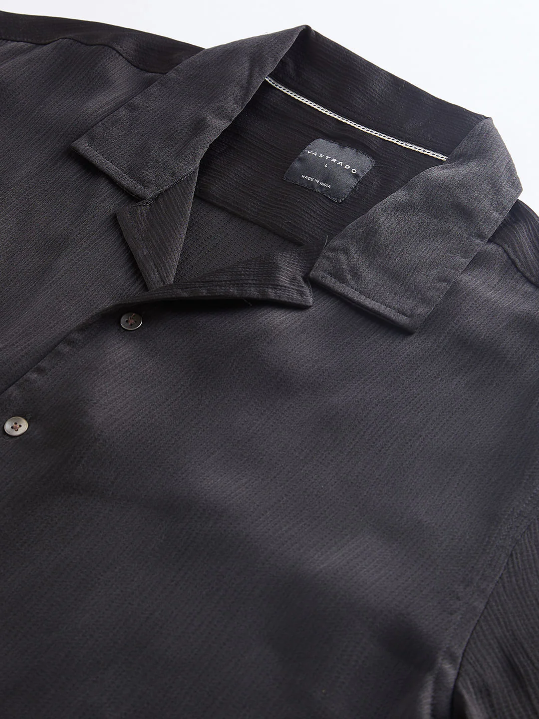Black Crepe Oversized Resort Collar Shirt - Image 3