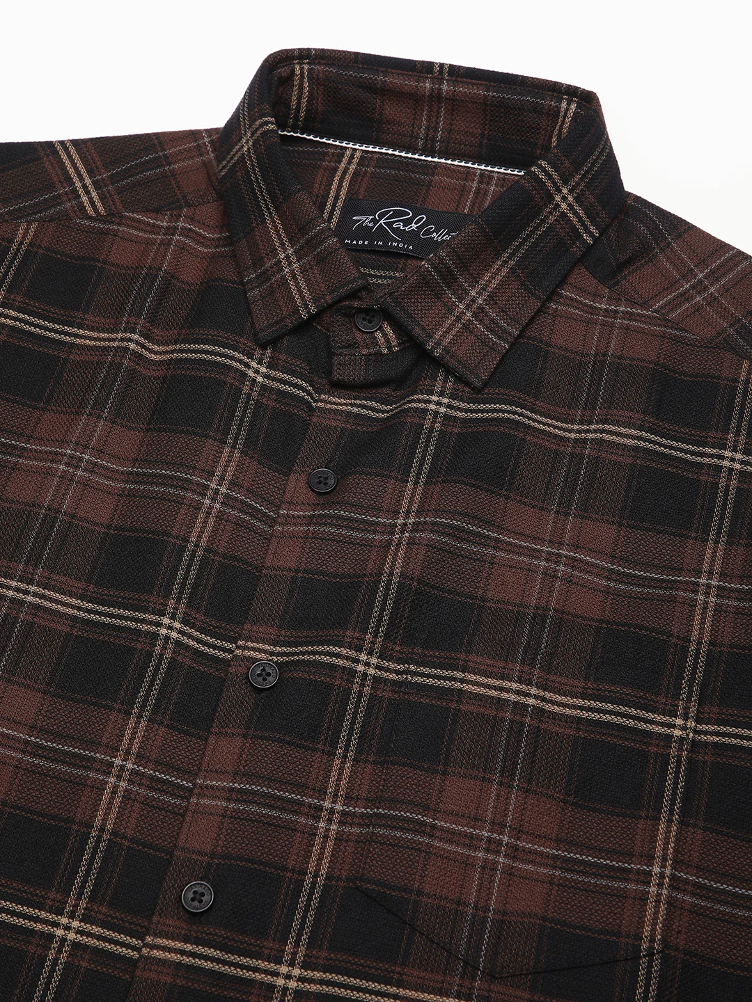 Premium Cotton Black & Dark Brown Obscura Checks Shirt - Image 3