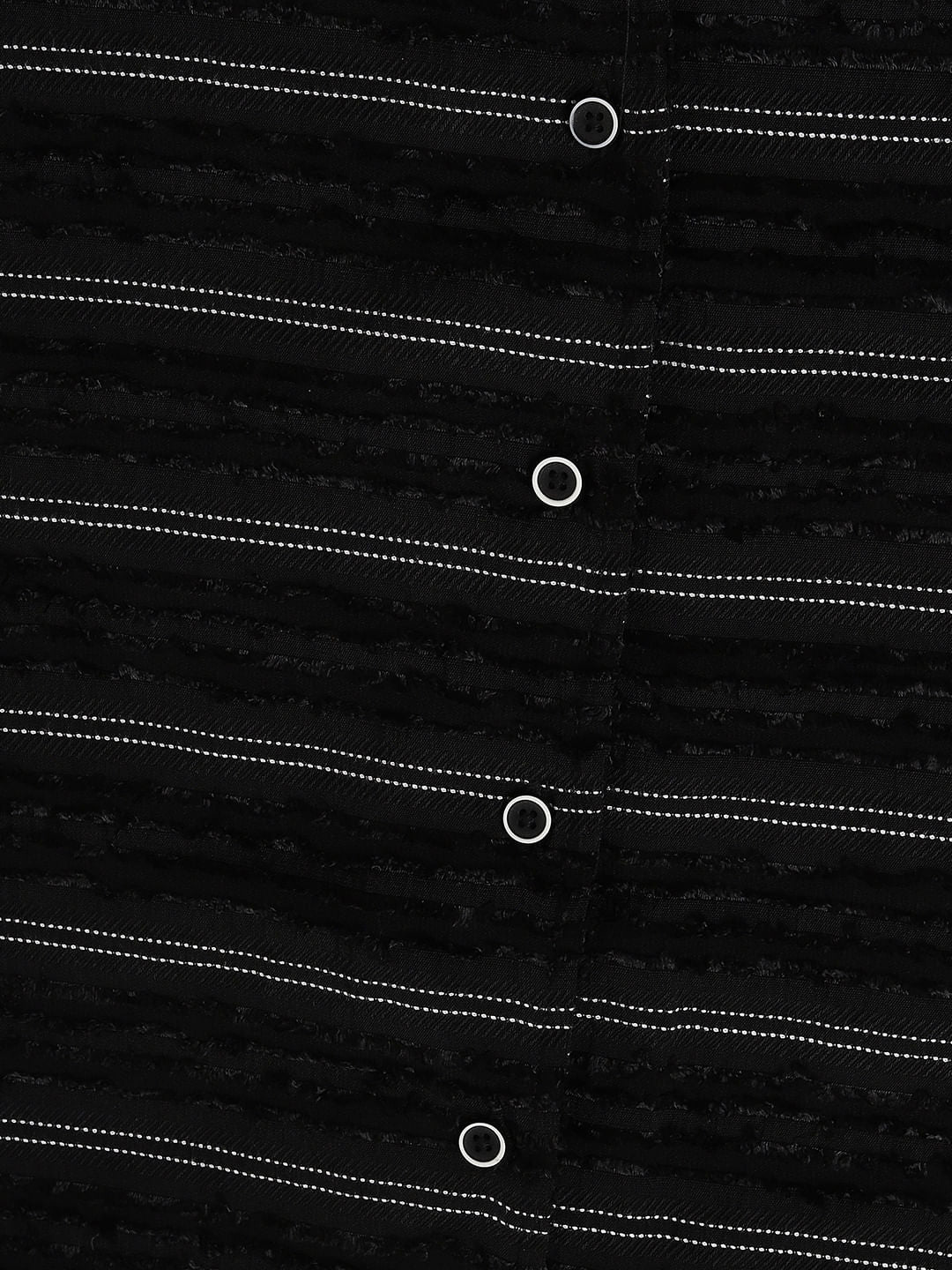 Black Even Stripe Frayed Oversized Shirt - Image 9