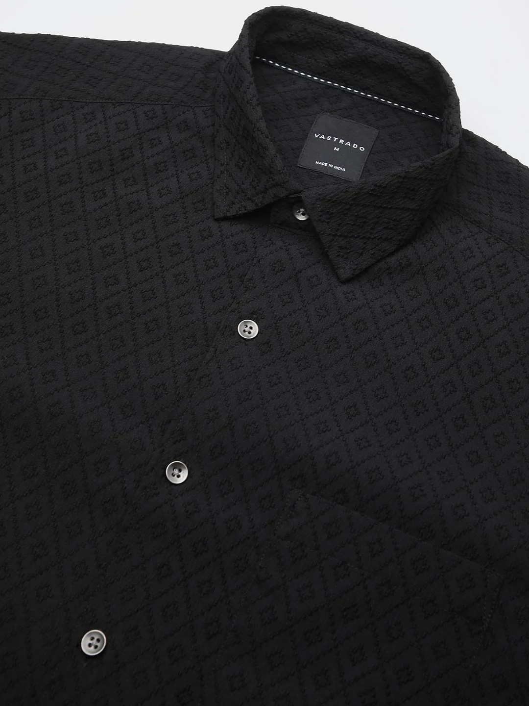 Black Explicit Diamond Jacquard Shirt - Image 3