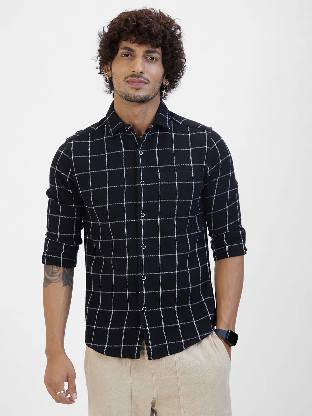 Black Flannel Checked Shirt - Image 2