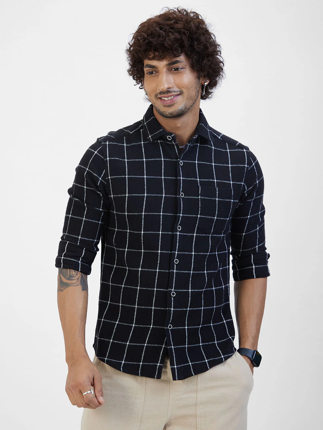 Black Flannel Checked Shirt - Image 4