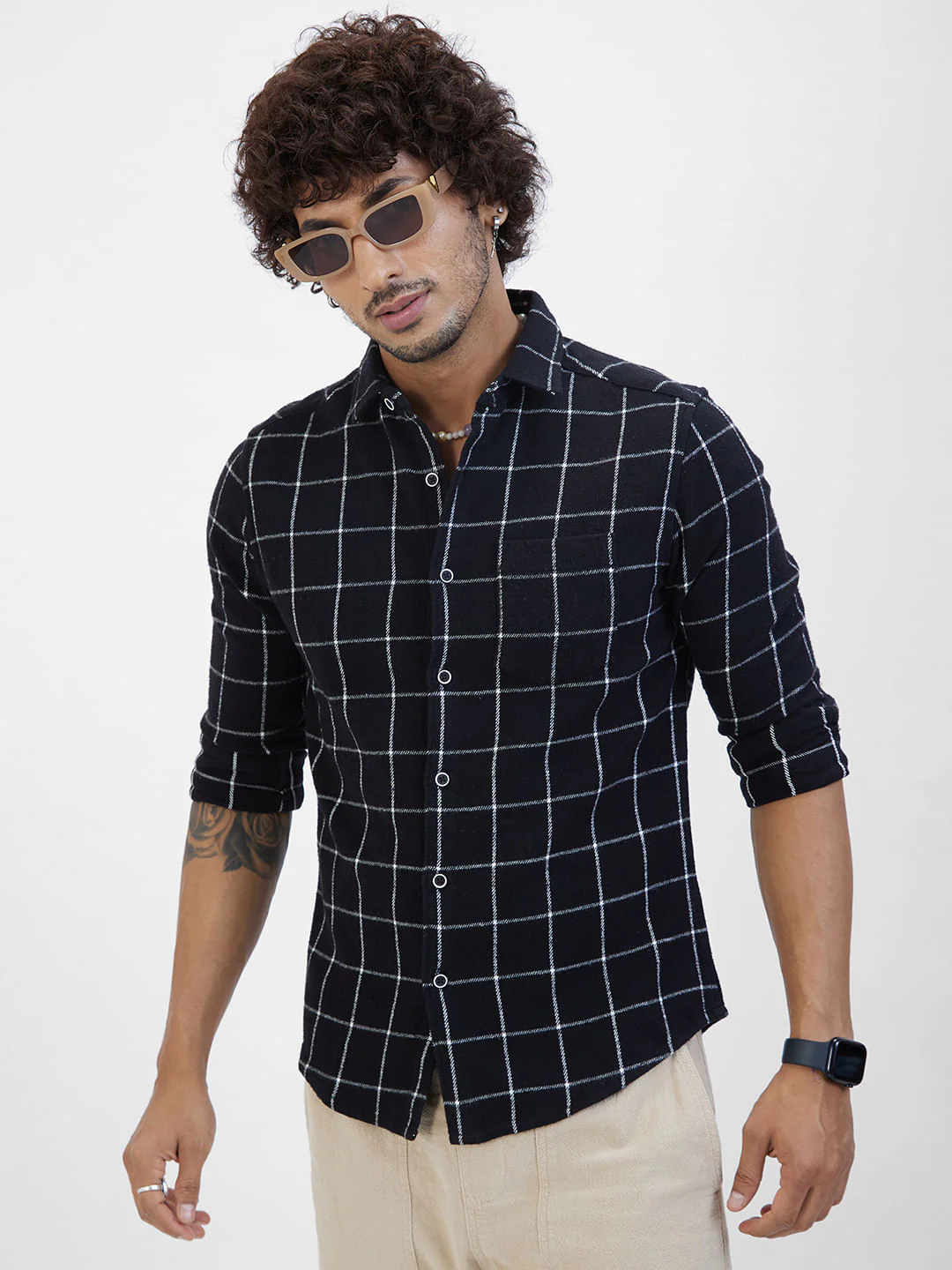 Black Flannel Checked Shirt - Image 5