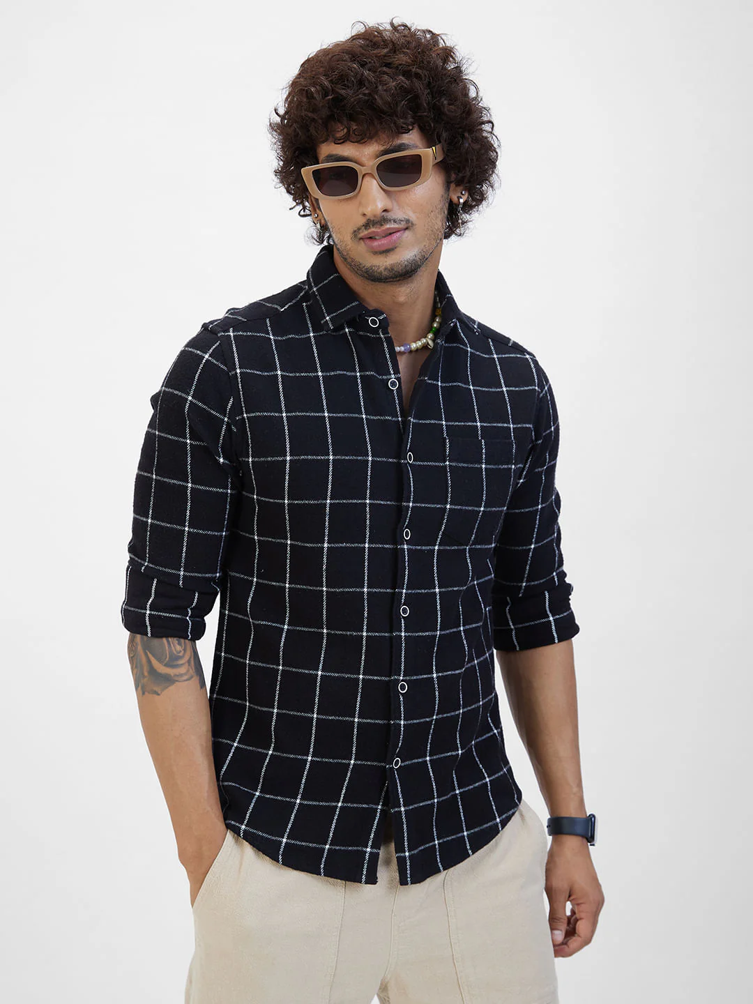 Black Flannel Checked Shirt - Image 6