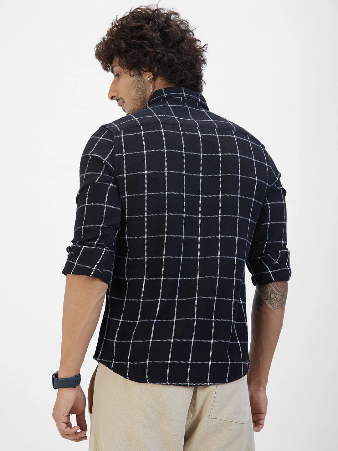 Black Flannel Checked Shirt - Image 7