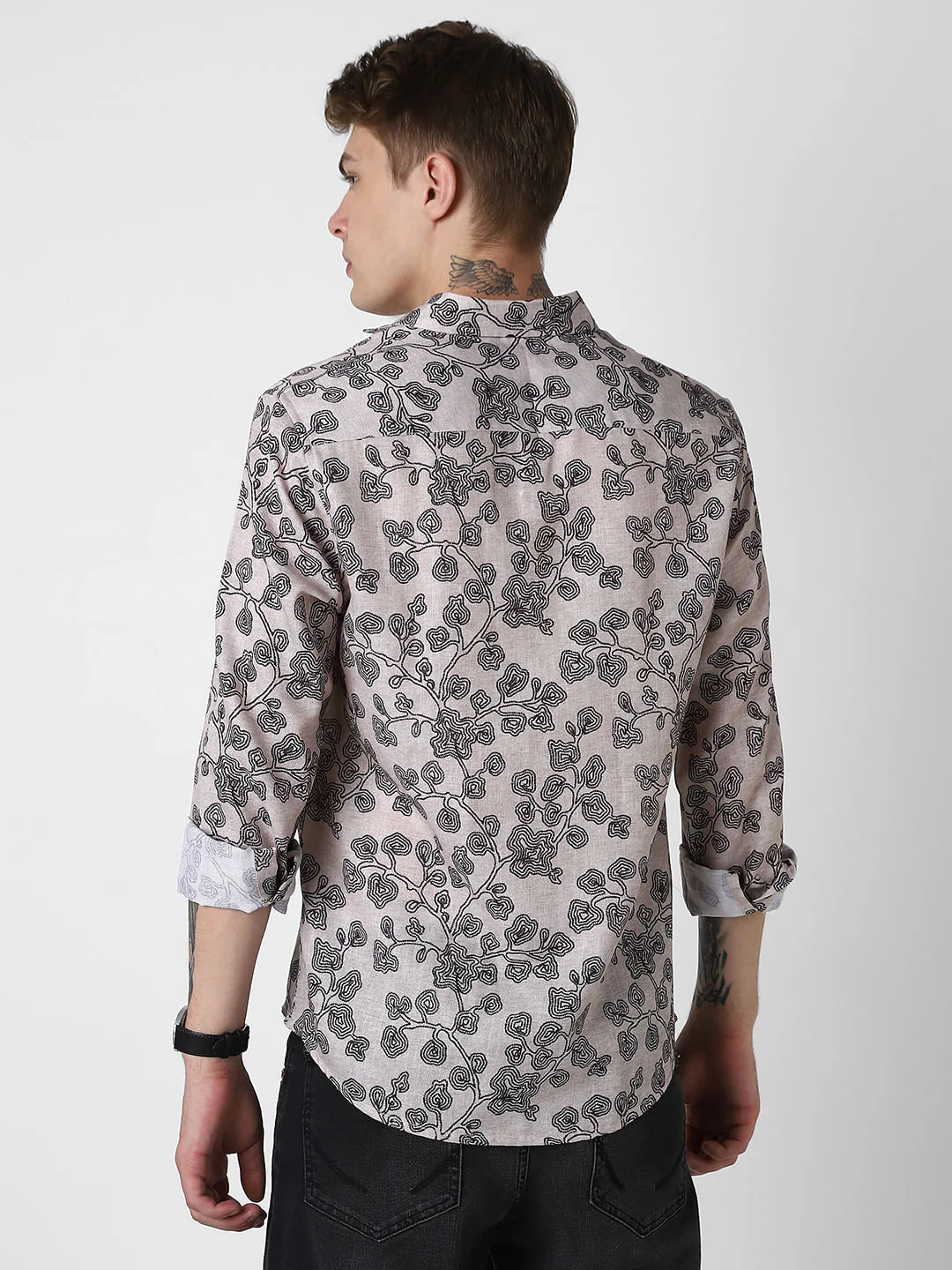 Black Floret Budding Printed Shirt - Image 7