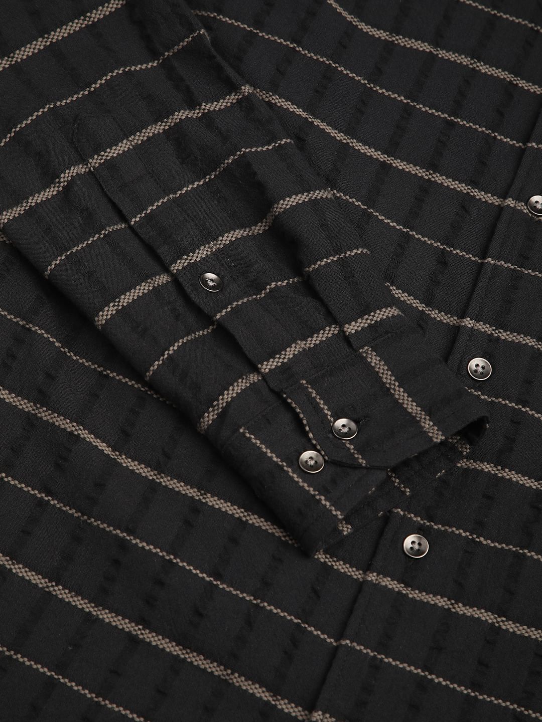 Black Horizontal Striped Seersucker Shirt - Image 10