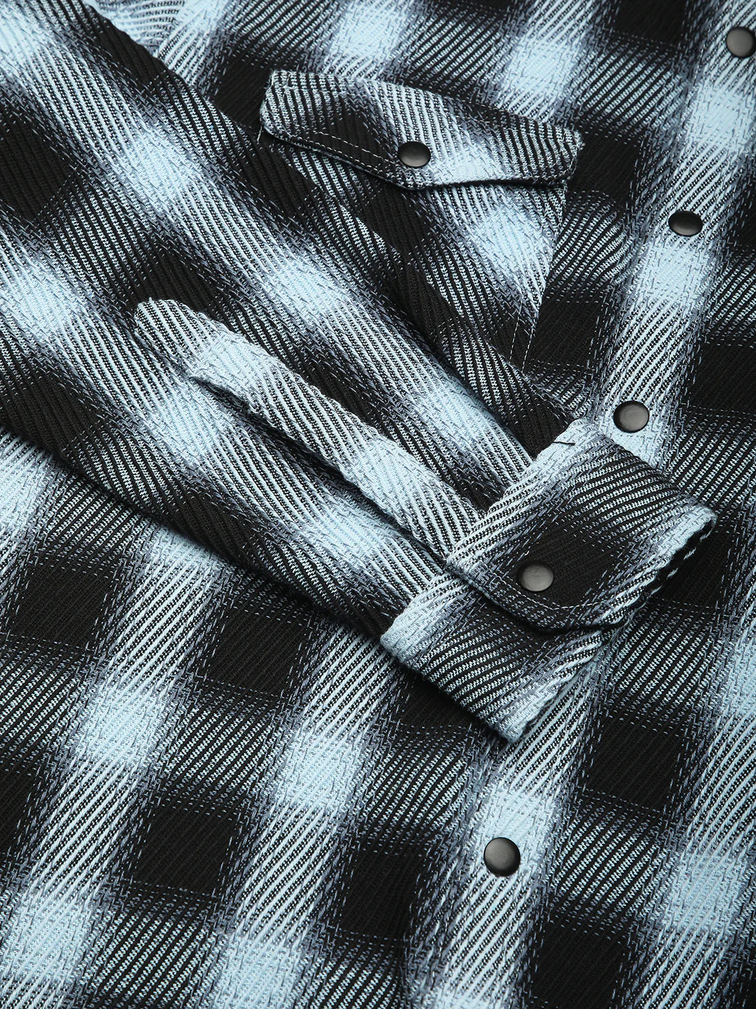 Black & Ice Blue Heavy Twill Checks Double Pocket Shirt - Image 9