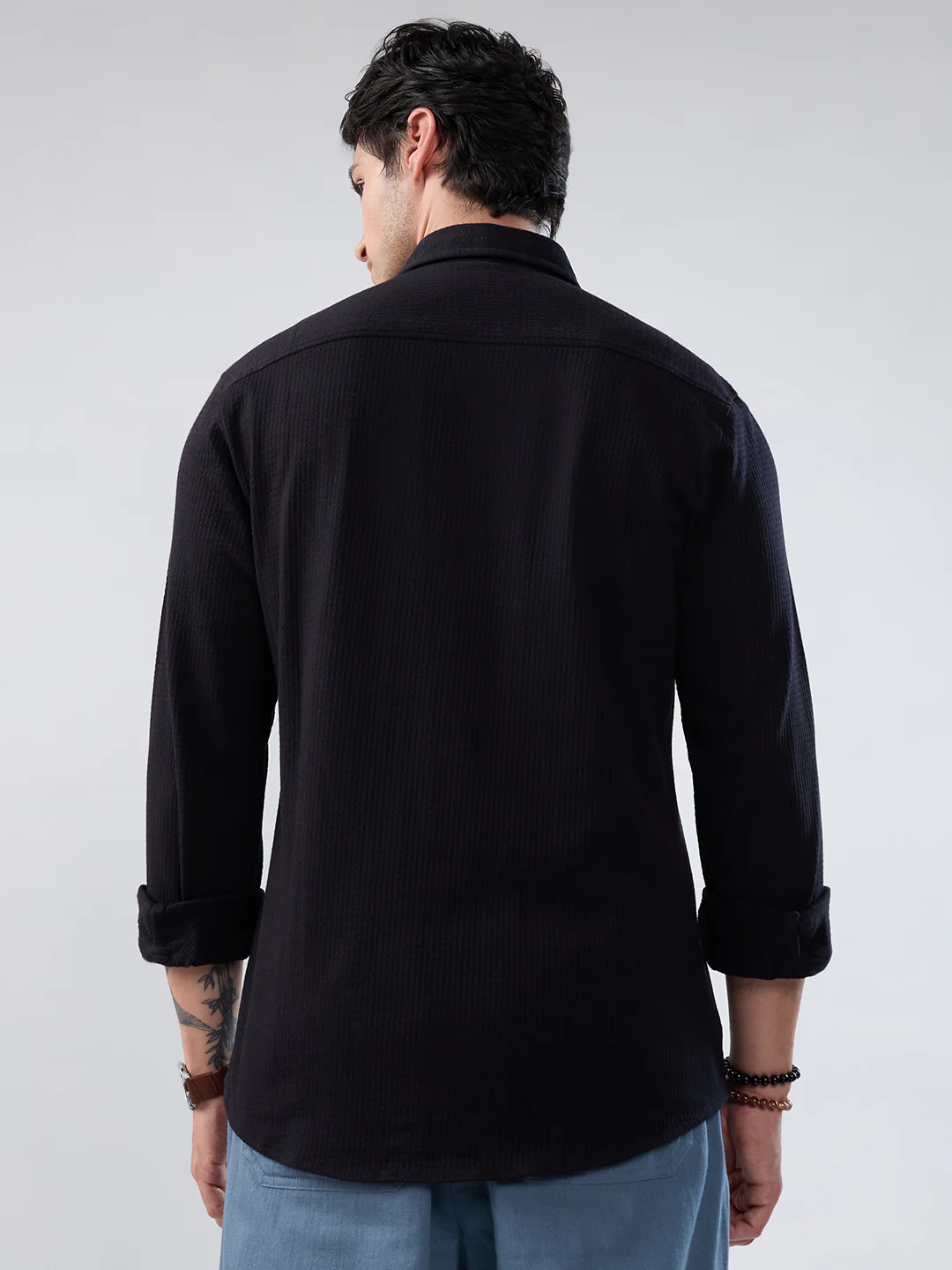 Black Jacquard Knit Everyday Shirt - Image 6