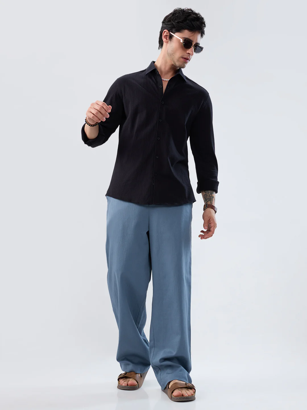 Black Jacquard Knit Everyday Shirt - Image 7