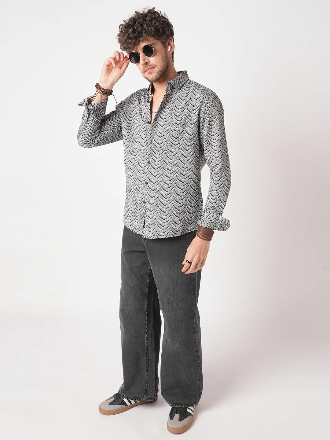 Black Jacquard Weaved Shirt - Image 7
