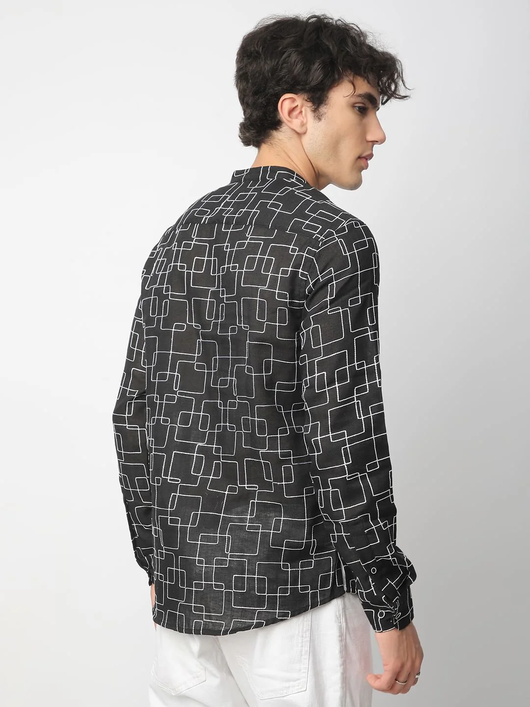 Black Maze Contrast Embroidered Kurta - Image 6