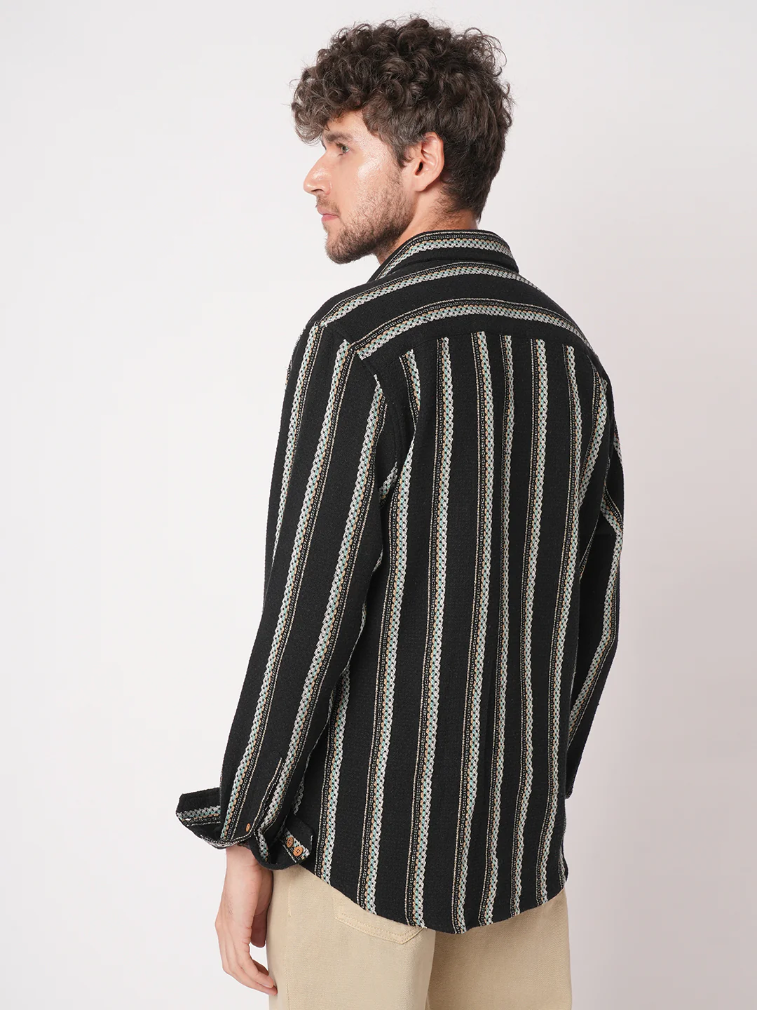 Black Midnight Tapestry Striped Shirt - Image 7