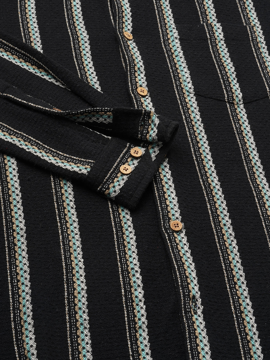 Black Midnight Tapestry Striped Shirt - Image 9