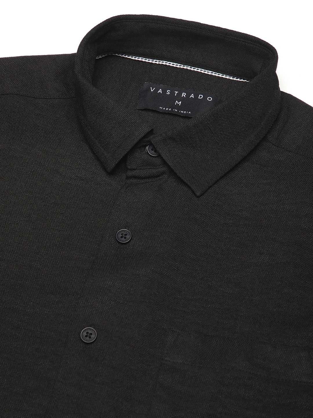 Black Minimalist Solid Crinkled Shirt - Image 3