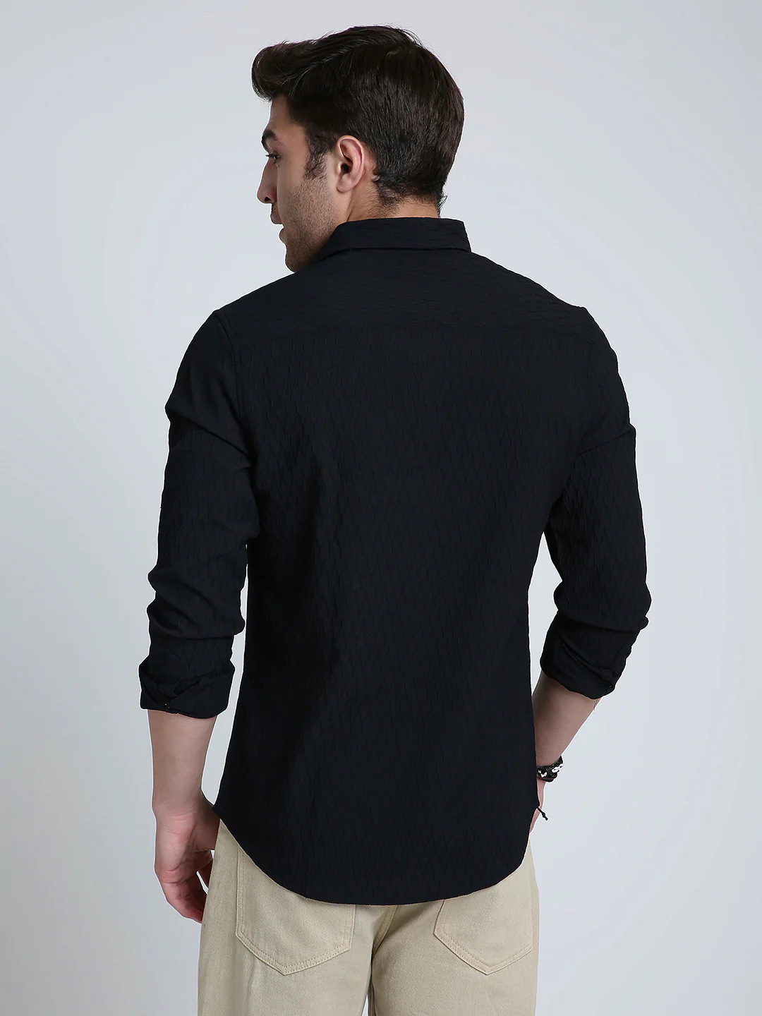 Black Noir Grid Luxe Evening Shirt - Image 6