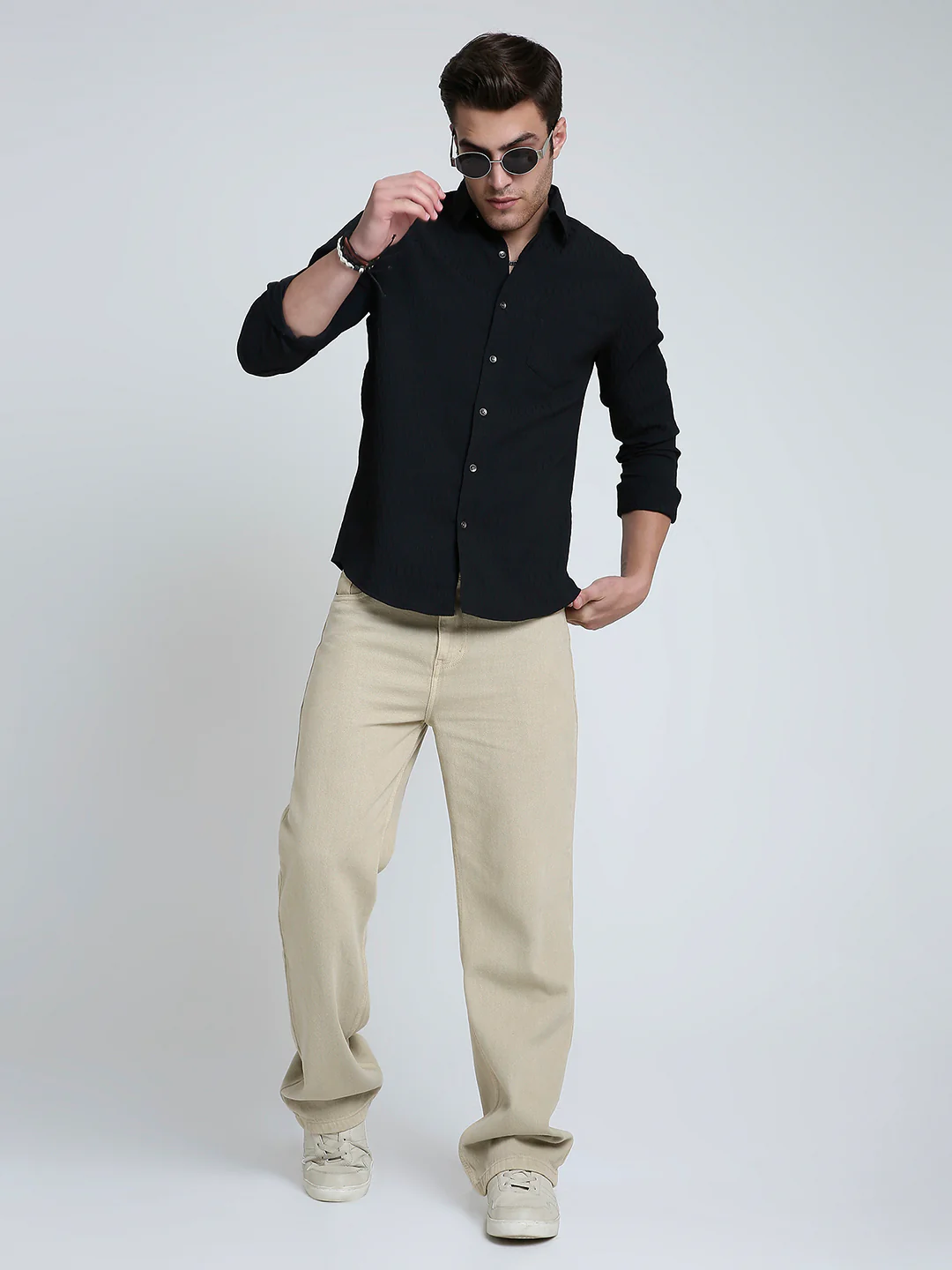 Black Noir Grid Luxe Evening Shirt - Image 7