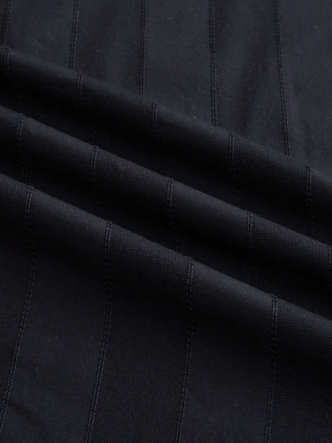 Black Panel Textured Stand Collar Oversized Shirt - Image 3